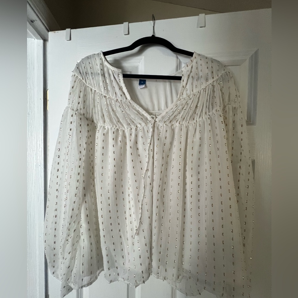 Old Navy White Blouse with gold detail